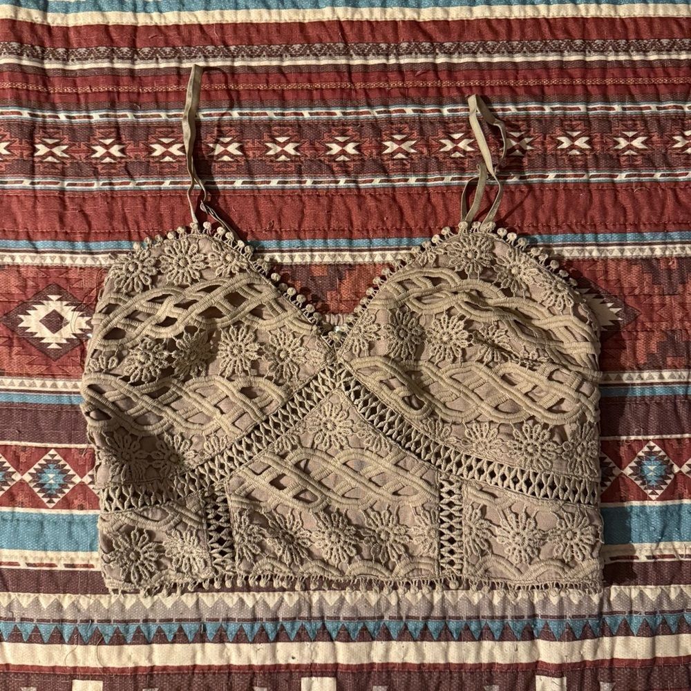 Listicle Lace Camisole in Beige size large